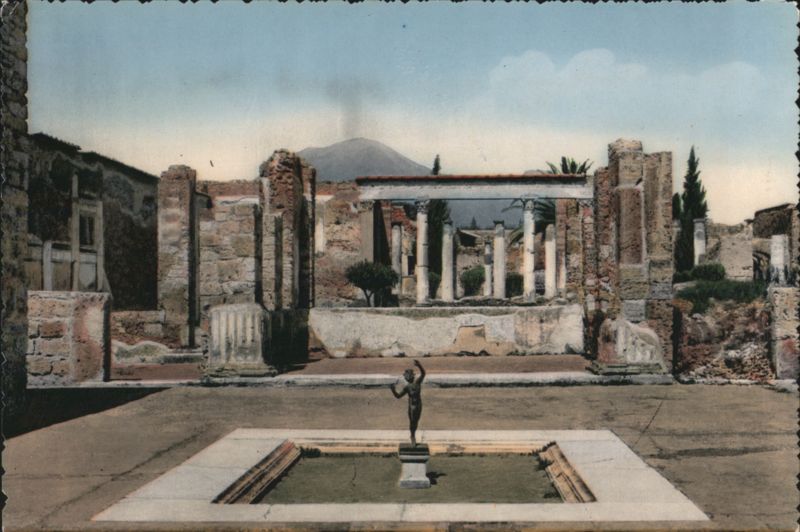 House of the Faun, Pompeii with Mount Vesuvius Italy