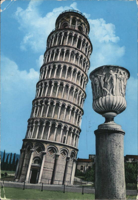 Leaning Tower of Pisa with Stone Urn Italy