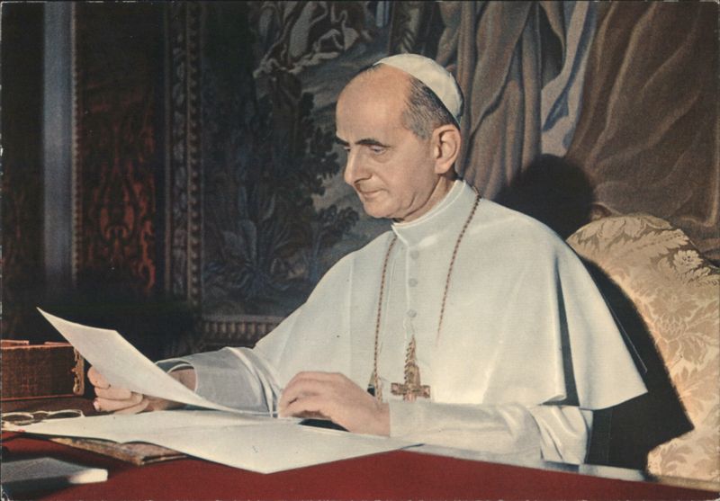 Pope Paul VI Seated at His Desk Felici Religious