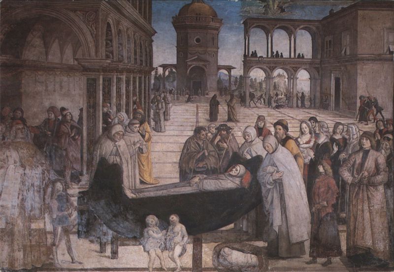 Pinturicchio: Funeral of St. Bernardino of Siena, Rome Italy