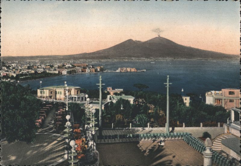 Naples Panorama from Orange Gardens with Mount Vesuvius Napoli Italy