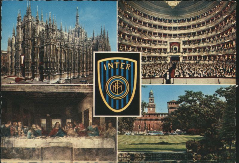 Milan Landmarks and Inter Milan Club Emblem Milano Italy