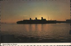 Queen Mary at Sunset Postcard