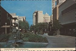 Fulton Mall Fountain and Downtown Fresno Skyline Postcard