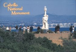 Cabrillo National Monument and Statue on Point Loma Postcard
