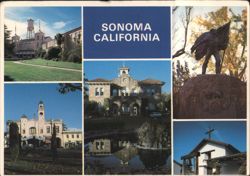 Sonoma, California Views of Landmarks and Scenes Postcard
