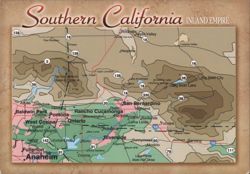 Southern California Inland Empire Map Postcard