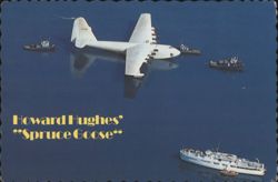 Howard Hughes' Spruce Goose Flying Boat on Water Postcard