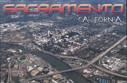 Aerial View of Sacramento City Skyline, California Postcard