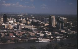 Aerial View of Sacramento River, Old Sacramento, and Downtown Postcard