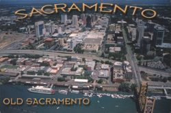 Sacramento City Skyline and Old Sacramento Waterfront Postcard