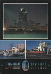 Downtown San Diego Skyline, Waterfront, and Santa Fe Depot Postcard