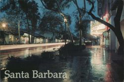 State Street Night Scene with Light Trails, Santa Barbara Postcard
