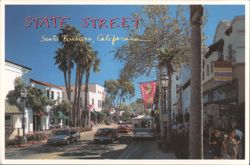 State Street Downtown Scene, Santa Barbara CA Postcard