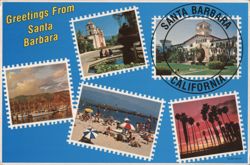 Santa Barbara: Old Mission, Courthouse, Beach, and Harbor Views Postcard