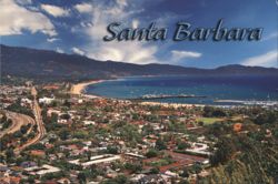 Santa Barbara Coastal View with Mountains and Harbor Postcard