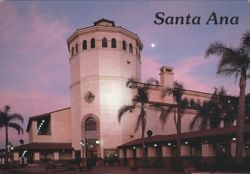 Santa Ana Historic Train Station at Dusk Postcard