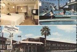 Royal Palms Motel, Needles, California - Pool & Rooms Postcard