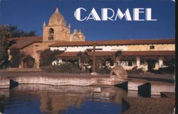 Carmel Mission with Bell Tower and Fountain Postcard