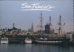 San Francisco Waterfront with Tall Ship Balclutha Postcard