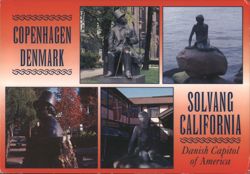 Hans Christian Andersen & Little Mermaid Statues, Denmark & California Postcard