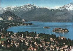 Maggiore Lake, Stresa, and Borromean Islands with Alps Postcard