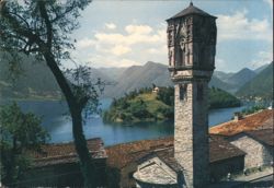 Lake Como - Gothic Tower and Comacina Island Postcard