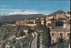 Taormina Panorama with Mount Etna and S. Domenico Postcard
