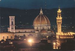 Florence Duomo & Palazzo Vecchio at Night Postcard