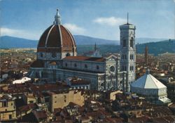 Florence Cathedral and Panorama Postcard