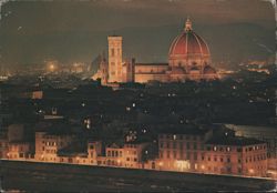 Florence Cathedral and Giotto's Campanile at Night Postcard