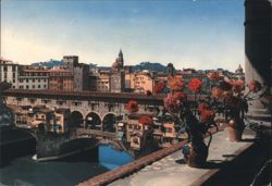 Ponte Vecchio & River Arno with Flowers, Florence Postcard