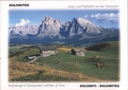 Dolomites: Langkofel and Plattkofel on Seiser Alm Postcard