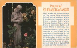 Prayer of St. Francis of Assisi with Statue Postcard