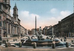 Piazza Navona with Fountain of Neptune and Obelisk Postcard