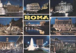 ROMA - Night Views of Iconic Landmarks Postcard