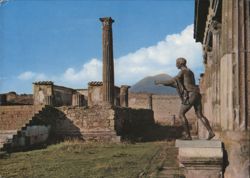 Temple of Apollo, Pompeii with Mount Vesuvius Postcard