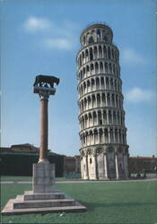 Leaning Tower of Pisa with Capitoline Wolf Statue Postcard