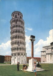 Leaning Tower with Roman She-Wolf, Pisa Postcard