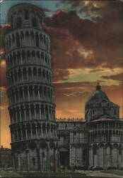 Leaning Tower and Cathedral Apse at Sunset, Pisa Postcard