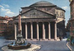 Pantheon, Rome with Obelisk and Fountain in Piazza Postcard