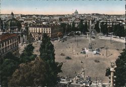 Piazza del Popolo with Obelisk and Fountains, Rome Postcard