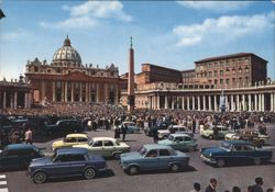 St. Peter's Square, Vatican City with Basilica and Crowds Postcard