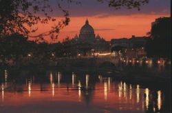 The Tiber with St. Peter's Basilica at Sunset, Rome Postcard