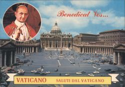 St. Peter's Square & Basilica with Papal Portrait Postcard
