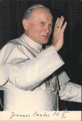 Pope John Paul II Portrait with Signature Postcard