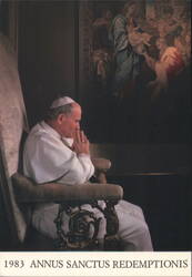 Pope John Paul II in Prayer, 1983 Holy Year Postcard