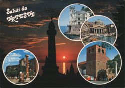 Trieste Panorama with City Landmarks Postcard