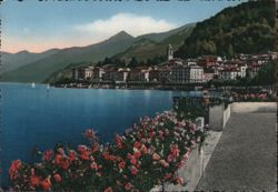 Bellagio on Lake Como with Mountains and Lakeside Promenade Postcard