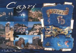 Capri Island & Map Collage - The Island of Treasures Postcard